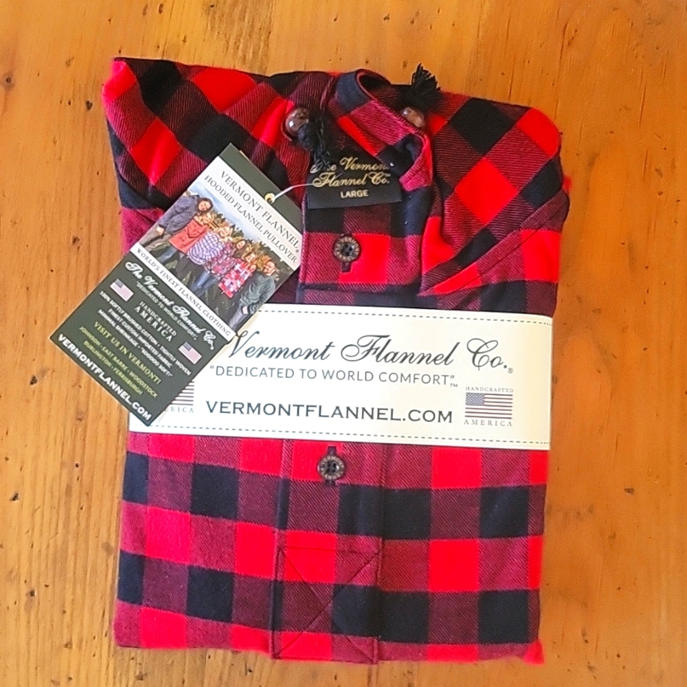 Vermont Flannel Company Men's Large Pull Over Hooded Flannel
